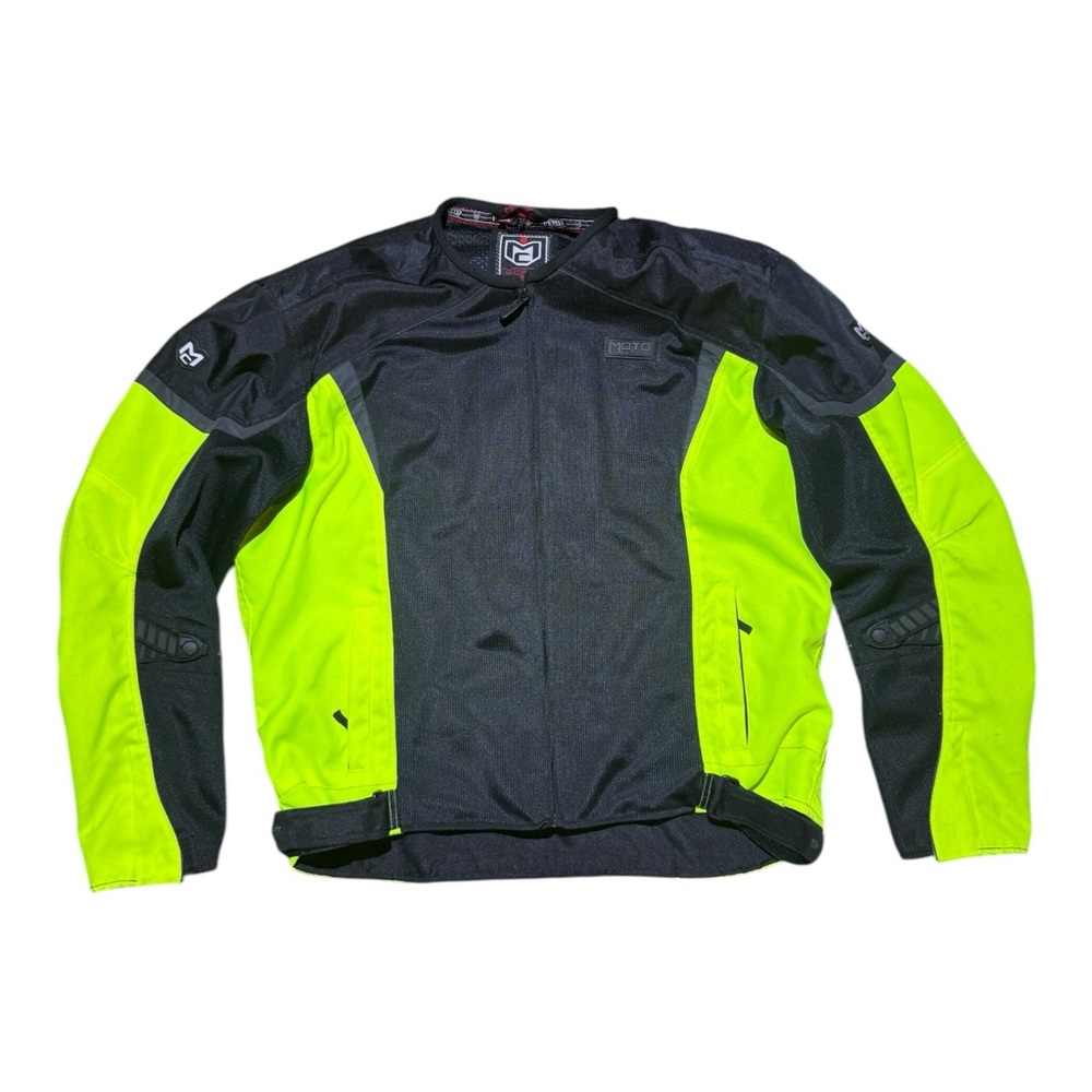 Moto Centric Motorcycle Jacket Mesh Padded Riding Biker Neon Black 2XL
